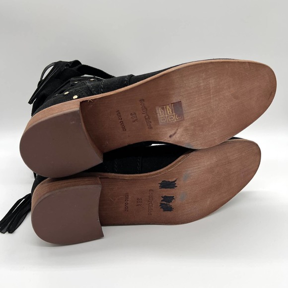 SEE BY CHLOE Suede Ankle Boots Womens 38.5 Black Studded Ankle Wrap Slouch - Picture 10 of 10